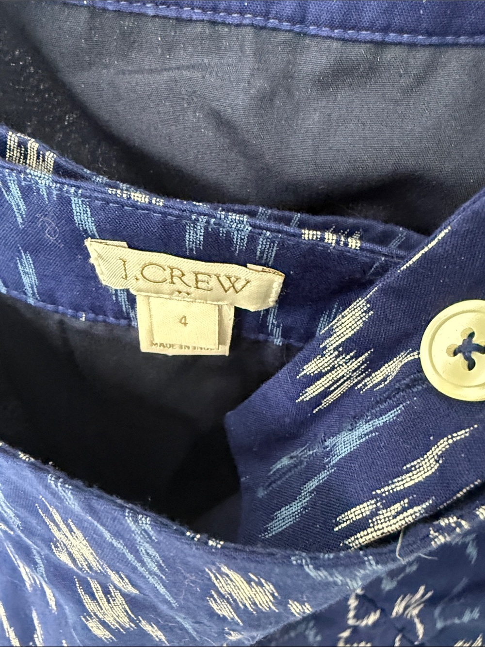 J. Crew Navy and White Ikat Button-Up Dress - Picture 2 of 5